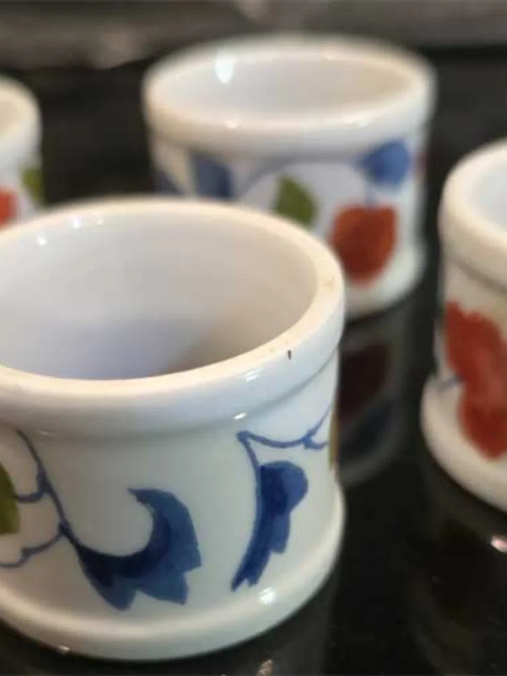 Vintage Napkin Ring Set of 4 Hand-painted Cottagecore Floral